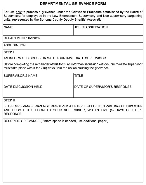 Departmental Grievance Form Page 1